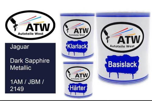 Jaguar, Dark Sapphire Metallic, 1AM / JBM / 2149: 1L Lackdose + 1L Klarlack + 500ml Härter - Set, von ATW Autoteile West.